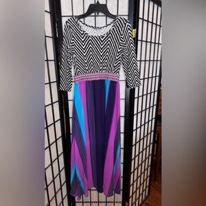 Sara Sara Black and Purple Long Sleeve Dress